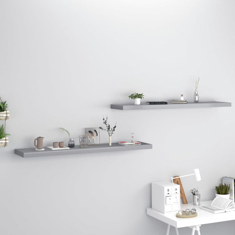 Wandschappen zwevend 2 st 120x23,5x3,8 cm MDF grijs MeubelReus