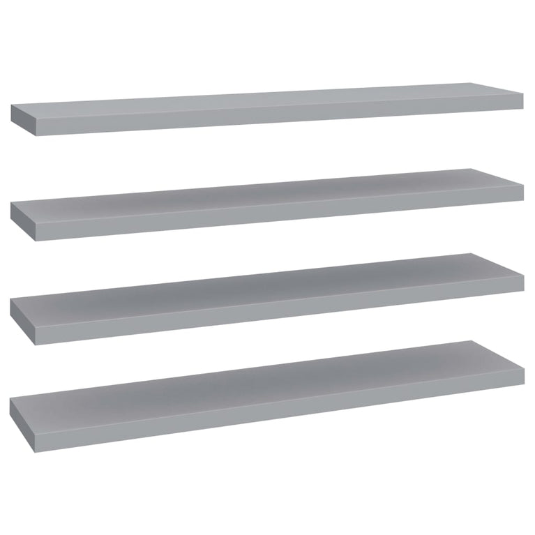 Wandschappen zwevend 4 st 120x23,5x3,8 cm MDF grijs MeubelReus