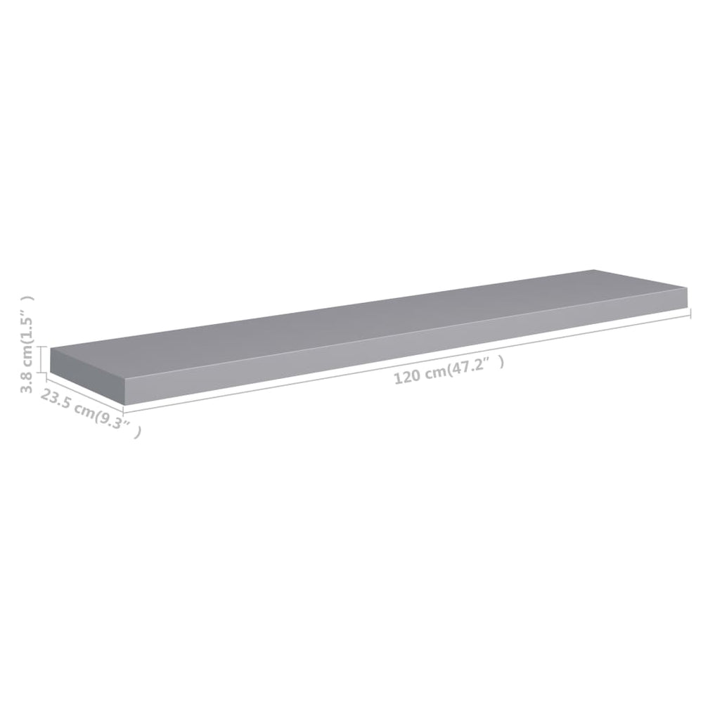 Wandschappen zwevend 4 st 120x23,5x3,8 cm MDF grijs MeubelReus