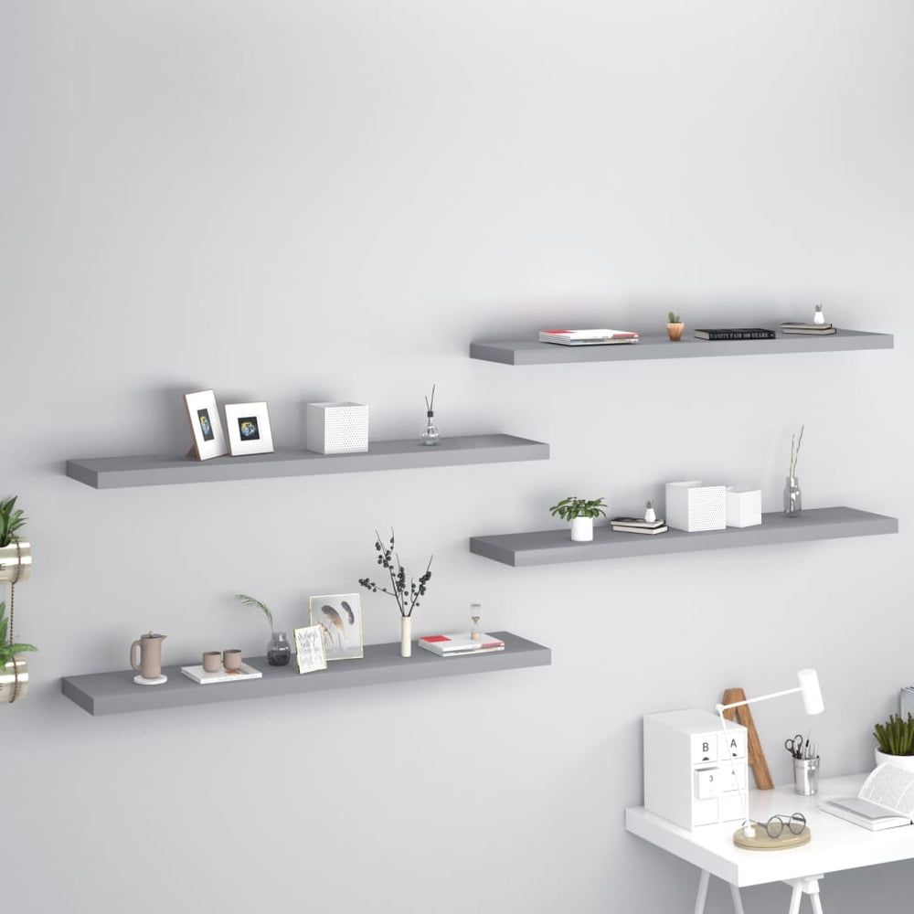 Wandschappen zwevend 4 st 120x23,5x3,8 cm MDF grijs MeubelReus