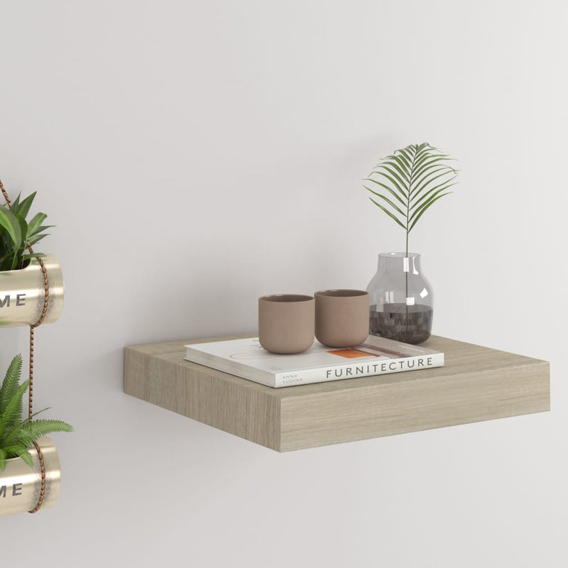 Wandschap zwevend 23x23,5x3,8 cm MDF eikenkleur MeubelReus