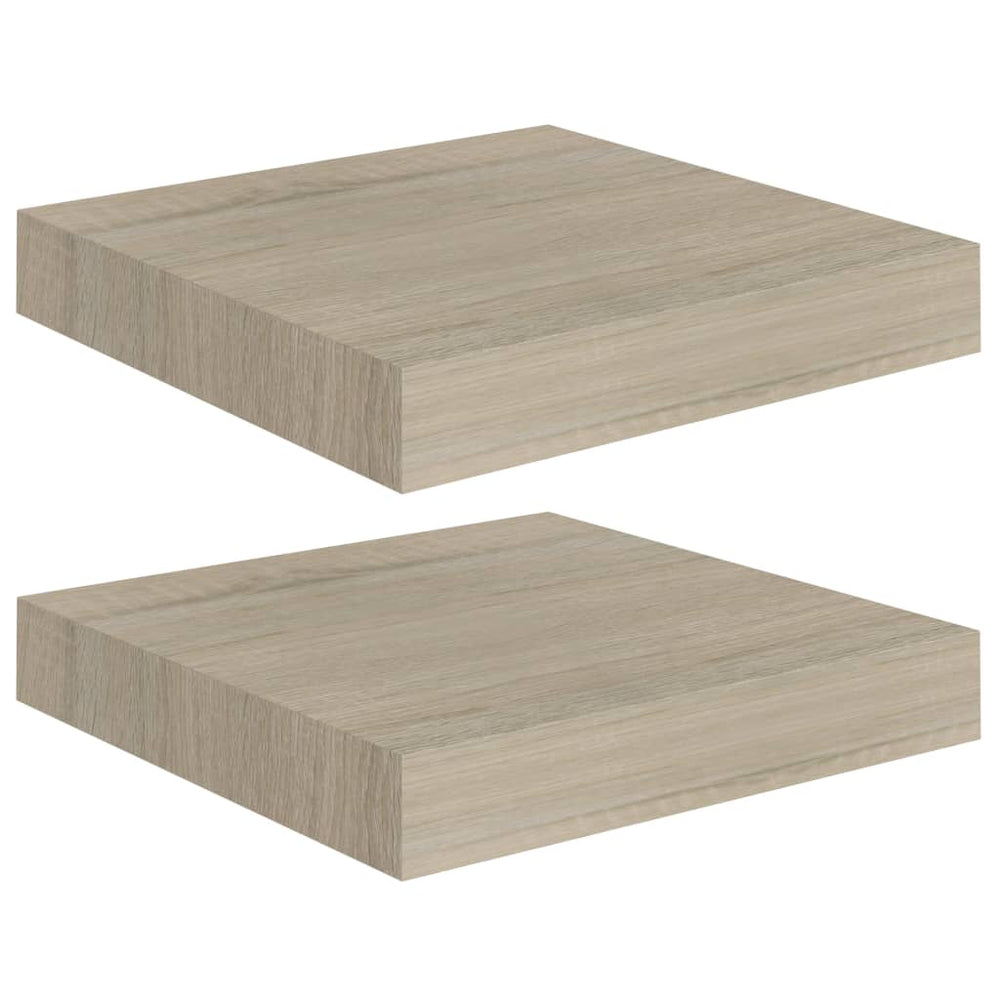 Wandschappen zwevend 2 st 23x23,5x3,8 cm MDF eikenkleurig MeubelReus