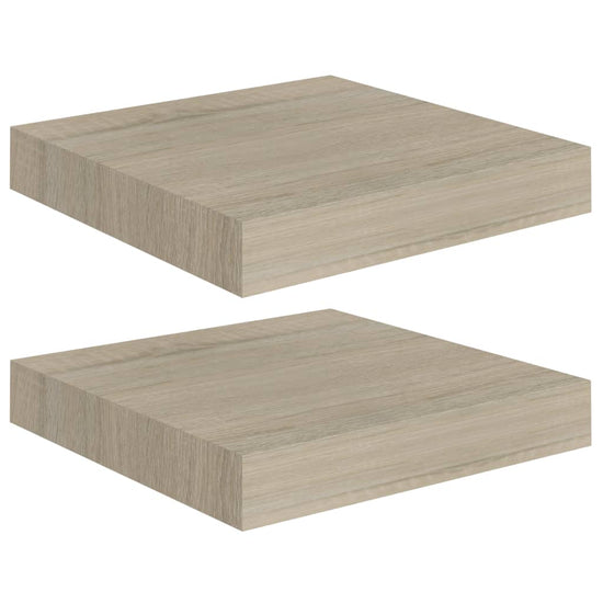 Wandschappen zwevend 2 st 23x23,5x3,8 cm MDF eikenkleurig MeubelReus