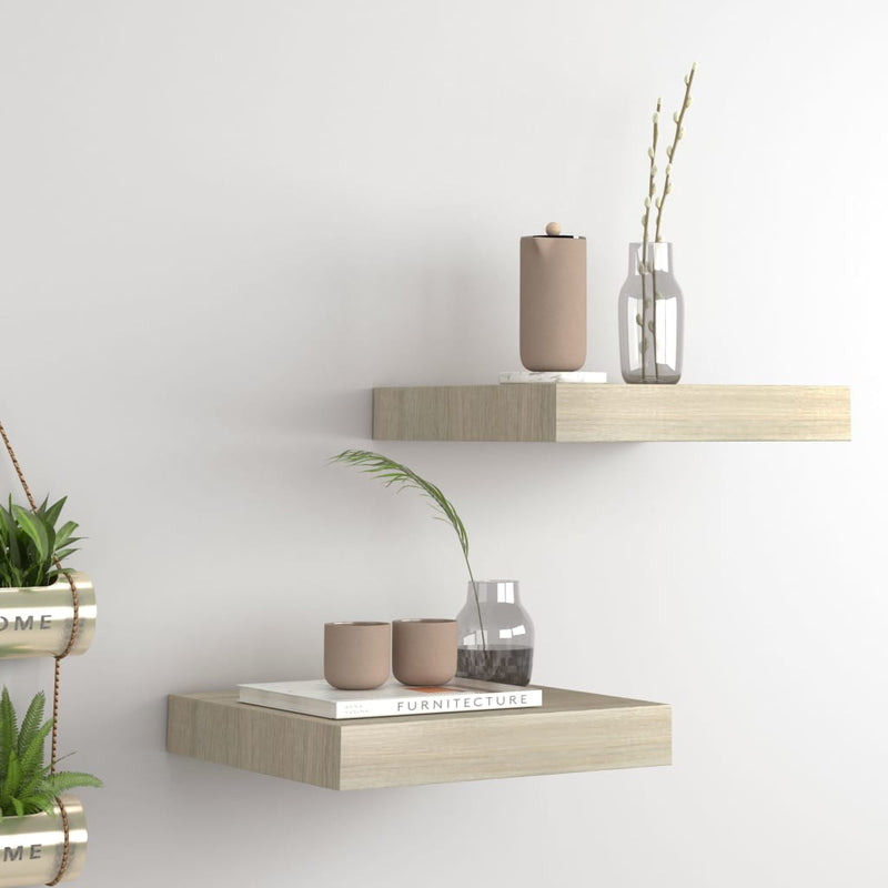 Wandschappen zwevend 2 st 23x23,5x3,8 cm MDF eikenkleurig MeubelReus