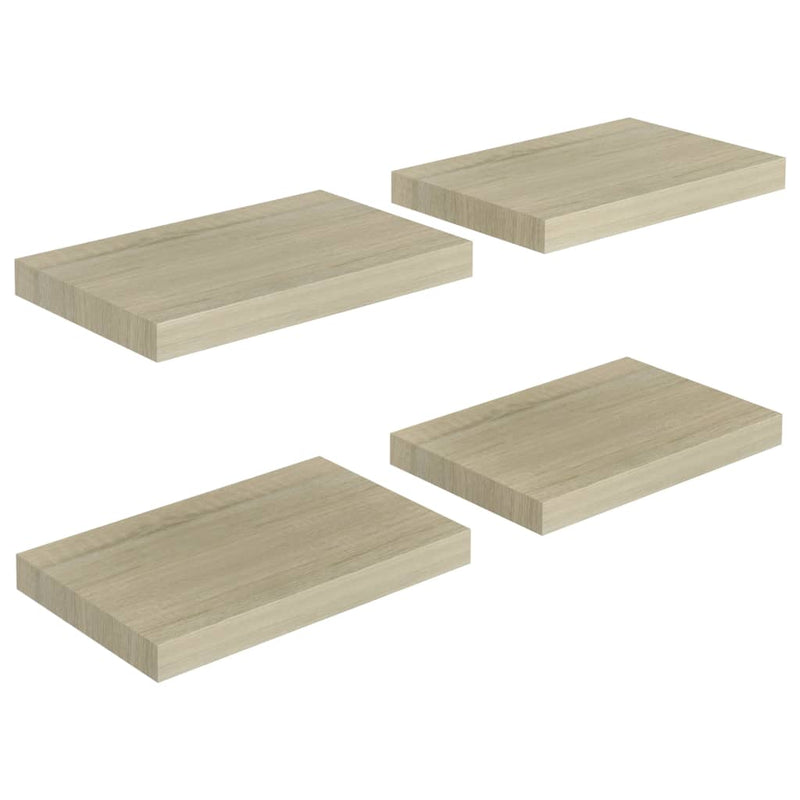 Wandschappen zwevend 4 st 40x23x3,8 cm MDF eikenkleurig MeubelReus