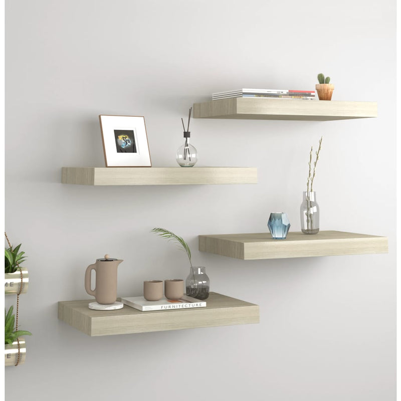 Wandschappen zwevend 4 st 40x23x3,8 cm MDF eikenkleurig MeubelReus