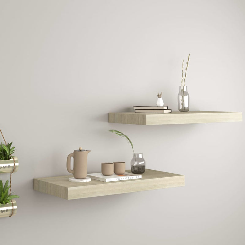 Wandschappen zwevend 2 st 50x23x3,8 cm MDF eikenkleurig MeubelReus