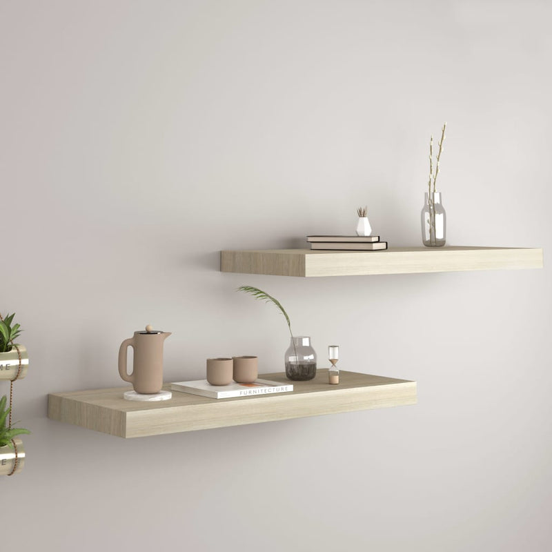 Wandschappen zwevend 2 st 60x23,5x3,8 cm MDF eikenkleurig MeubelReus