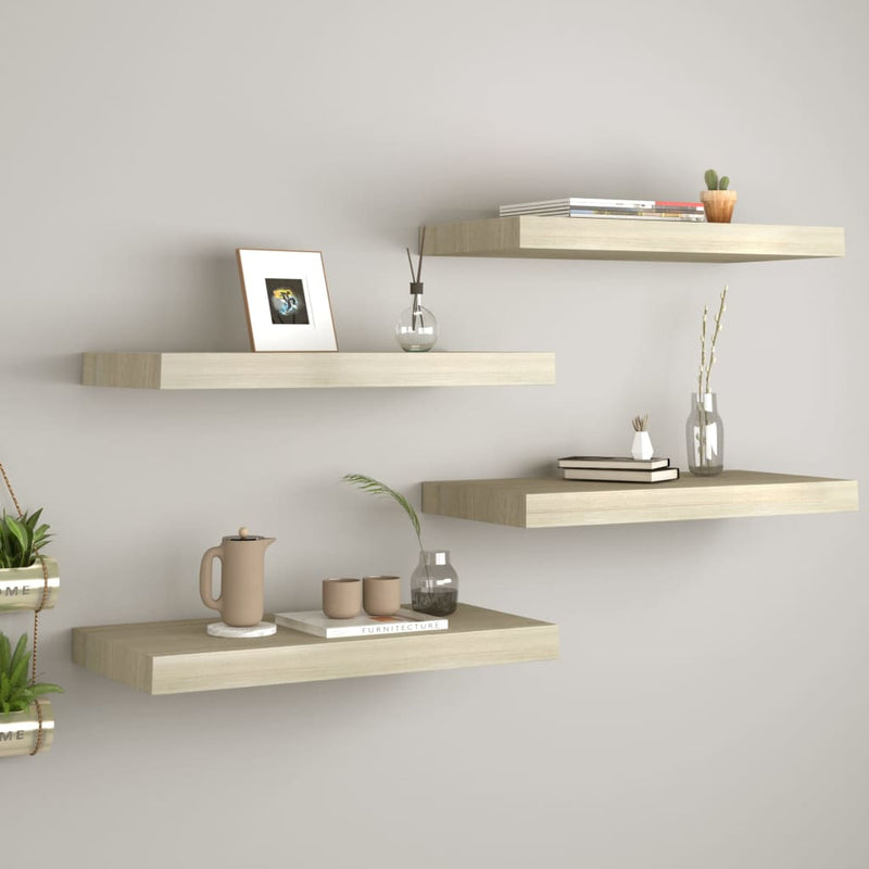 Wandschappen zwevend 4 st 60x23,5x3,8 cm MDF eikenkleurig MeubelReus