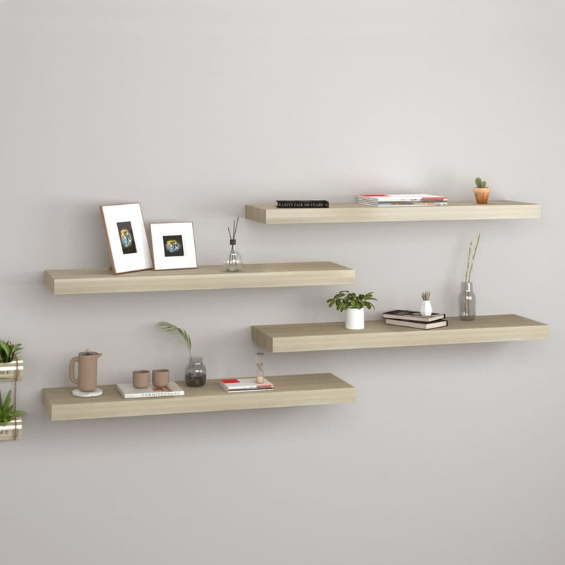 Wandschappen zwevend 4 st 80x23,5x3,8 cm MDF eikenkleurig MeubelReus