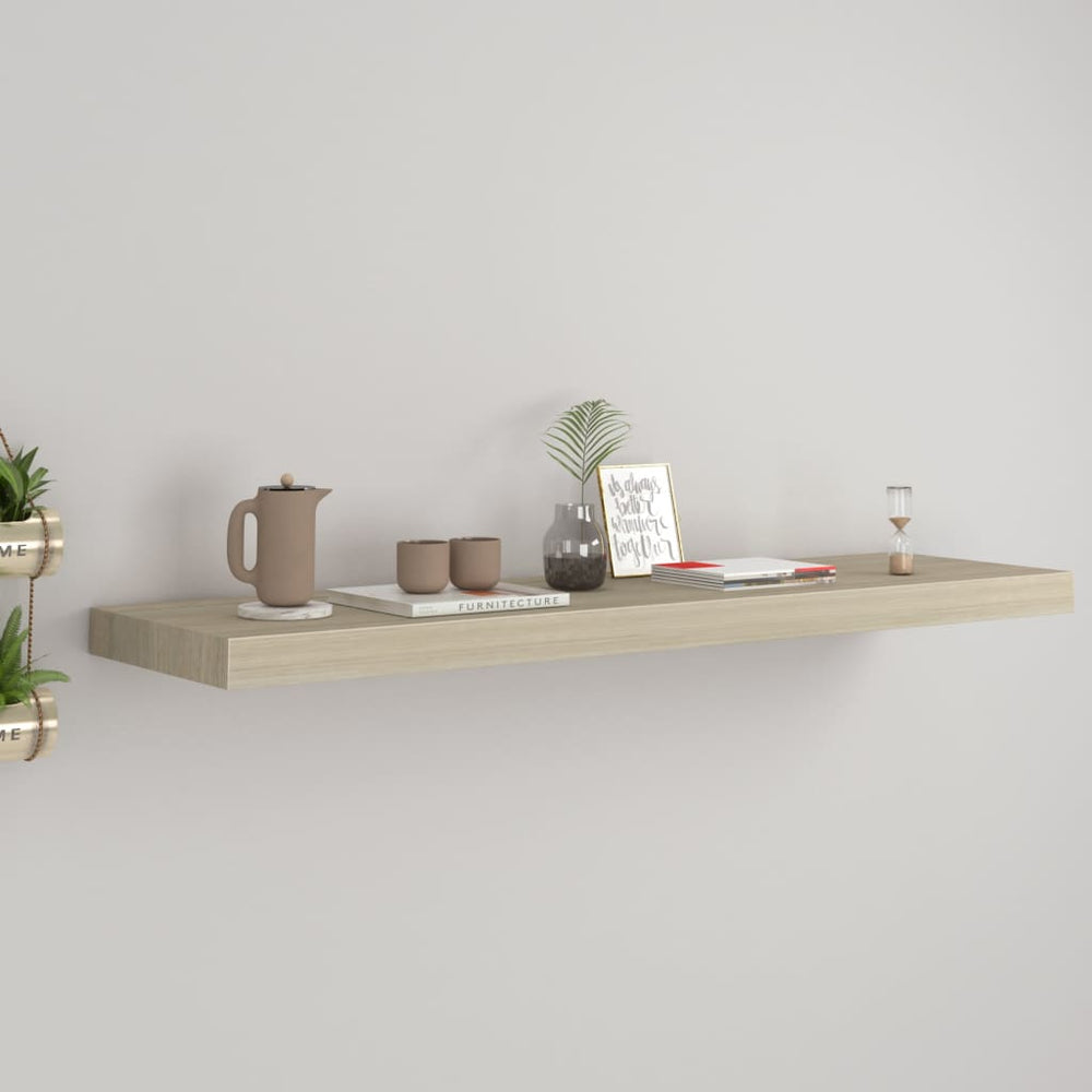 Wandschap zwevend 90x23,5x3,8 cm MDF eikenkleurig MeubelReus