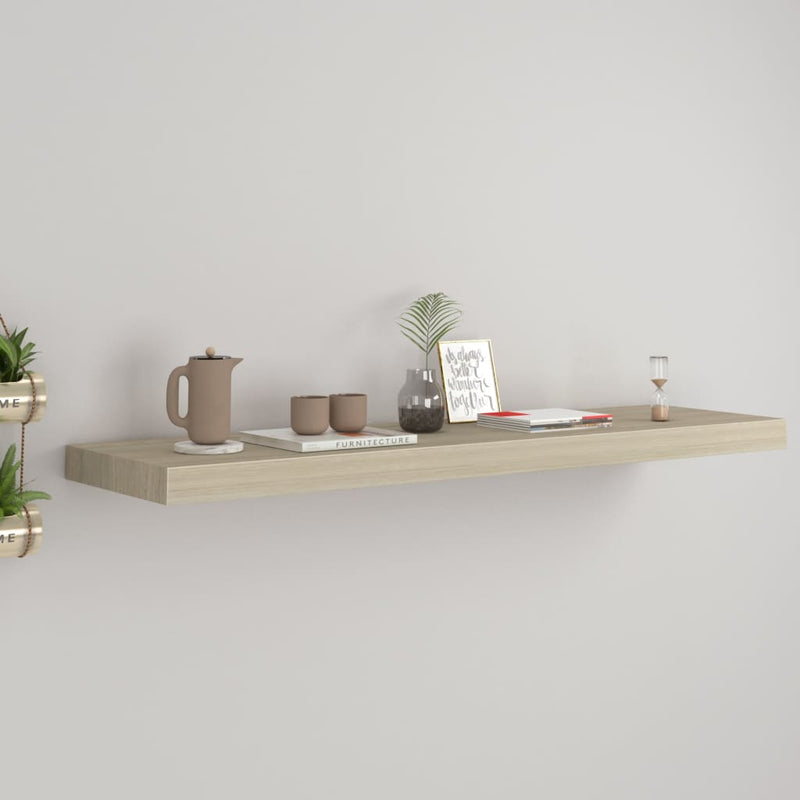 Wandschap zwevend 90x23,5x3,8 cm MDF eikenkleurig MeubelReus