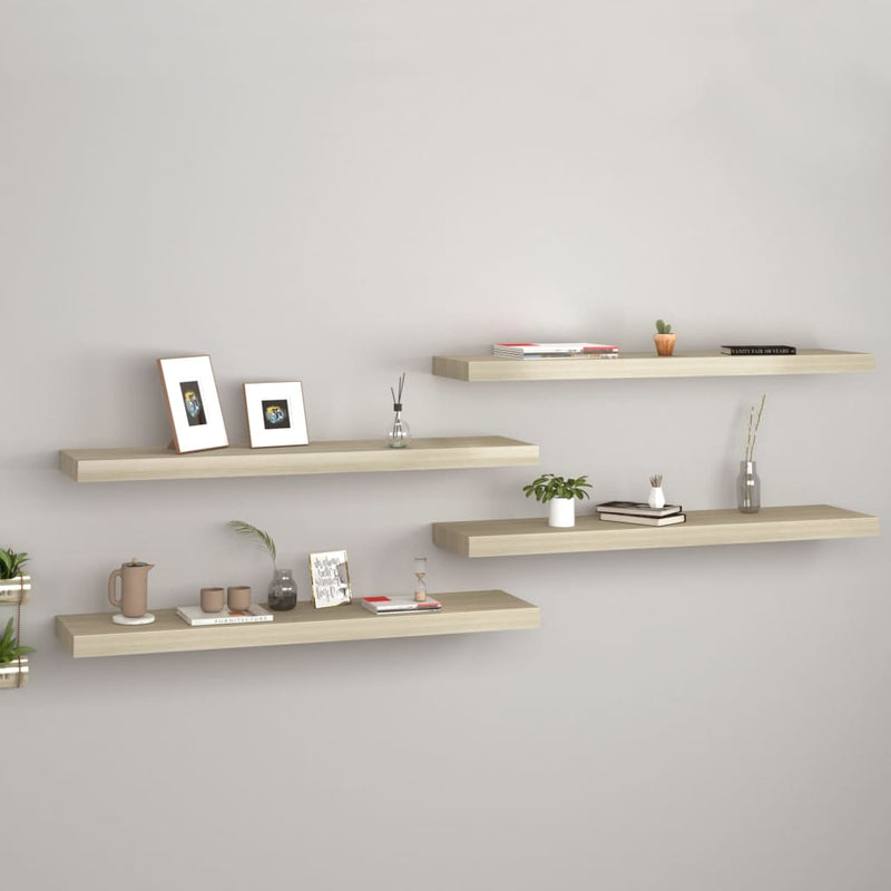 Wandschappen zwevend 4 st 90x23,5x3,8 cm MDF eikenkleurig MeubelReus