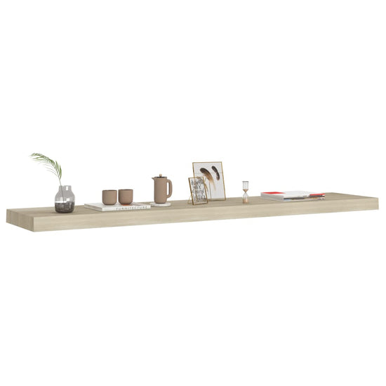 Wandschappen zwevend 2 st 120x23,5x3,8 cm MDF eikenkleurig MeubelReus
