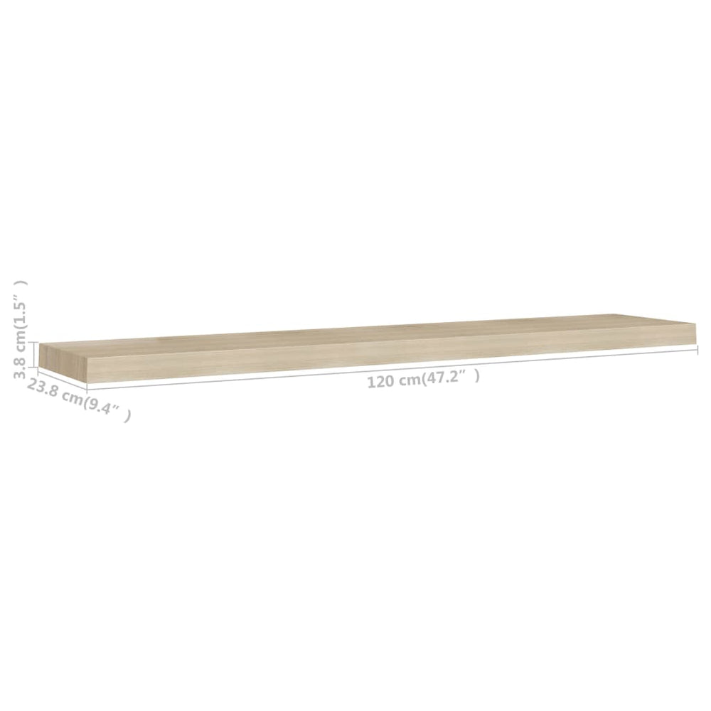 Wandschappen zwevend 4 st 120x23,5x3,8 cm MDF eikenkleurig MeubelReus