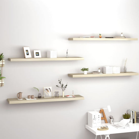 Wandschappen zwevend 4 st 120x23,5x3,8 cm MDF eikenkleurig MeubelReus