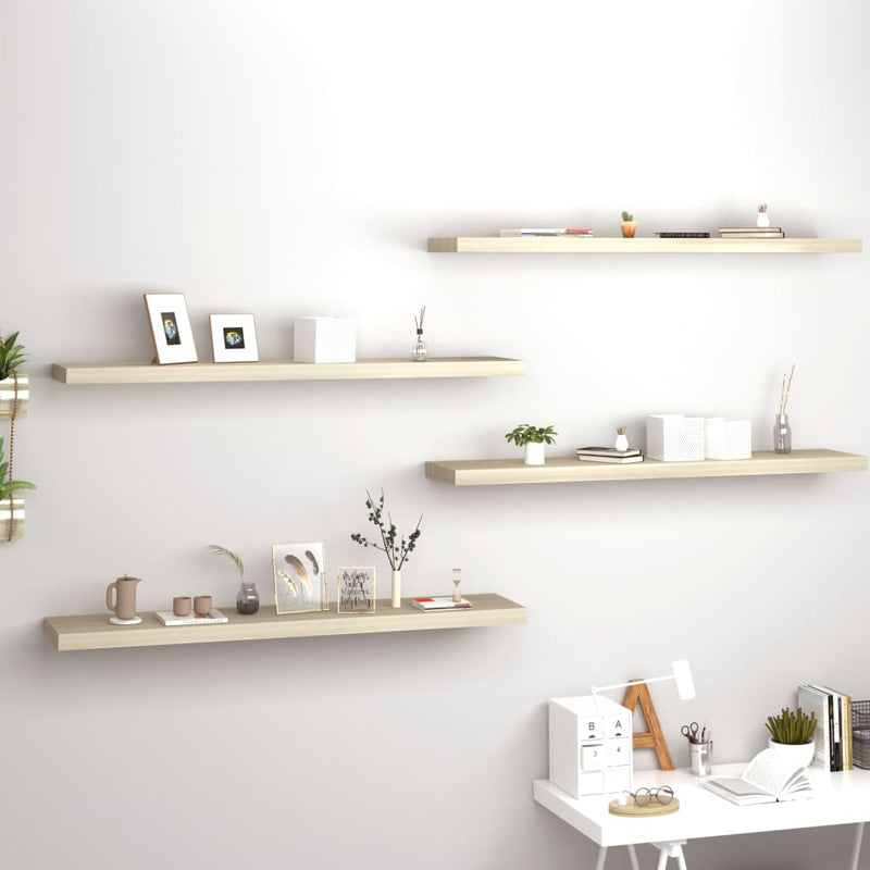 Wandschappen zwevend 4 st 120x23,5x3,8 cm MDF eikenkleurig MeubelReus