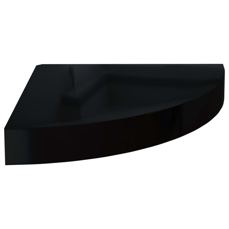 Hoekschap zwevend 25x25x3,8 cm MDF hoogglans zwart MeubelReus