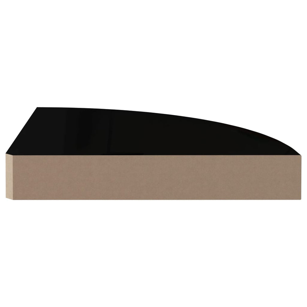 Hoekschap zwevend 25x25x3,8 cm MDF hoogglans zwart MeubelReus