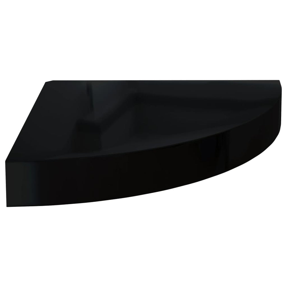 Hoekschappen zwevend 4 st 25x25x3,8 cm MDF hoogglans zwart MeubelReus