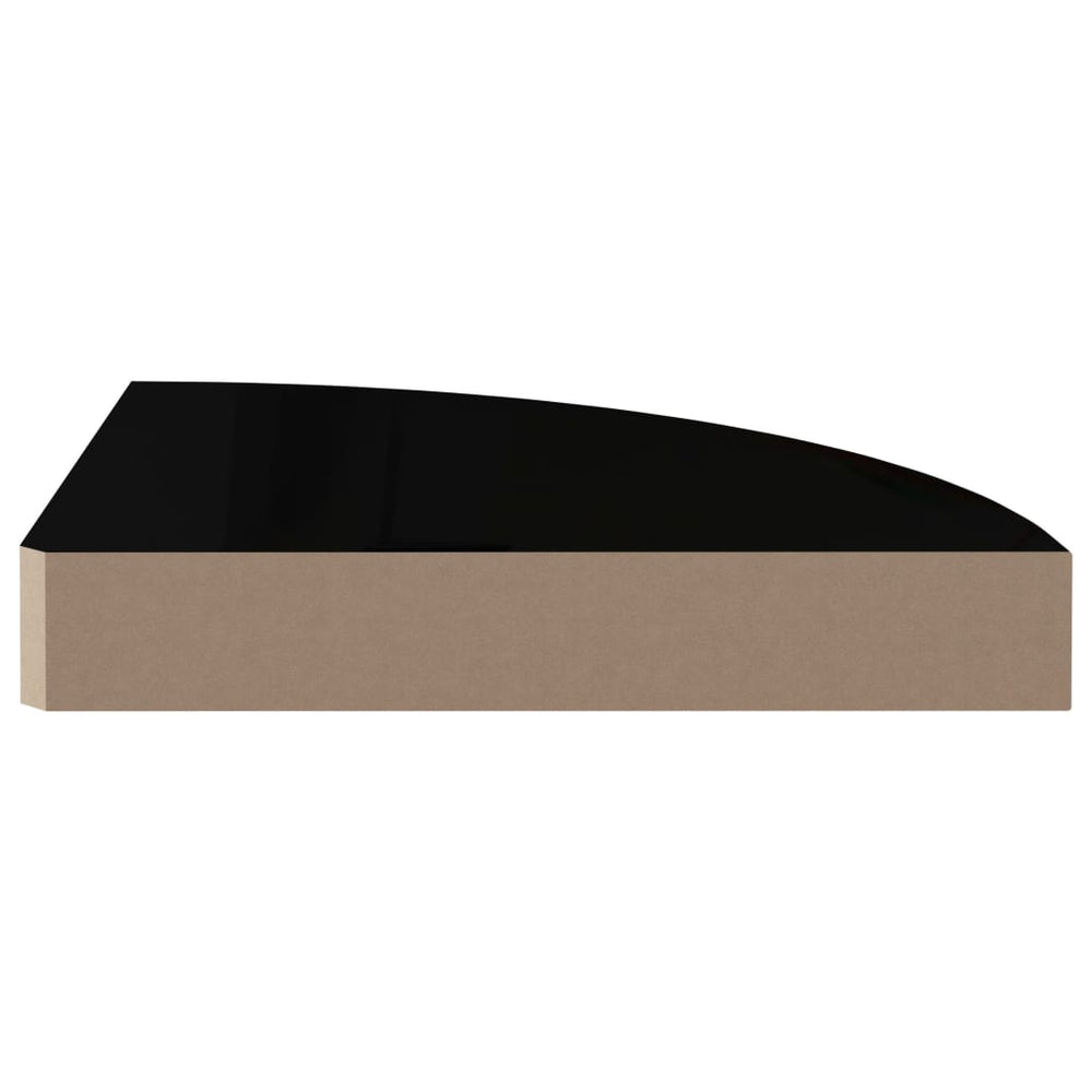 Hoekschappen zwevend 4 st 25x25x3,8 cm MDF hoogglans zwart MeubelReus