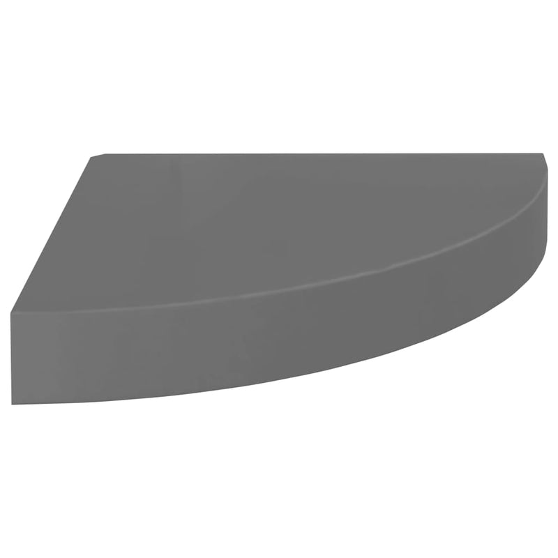Hoekschap zwevend 25x25x3,8 cm MDF hoogglans grijs MeubelReus
