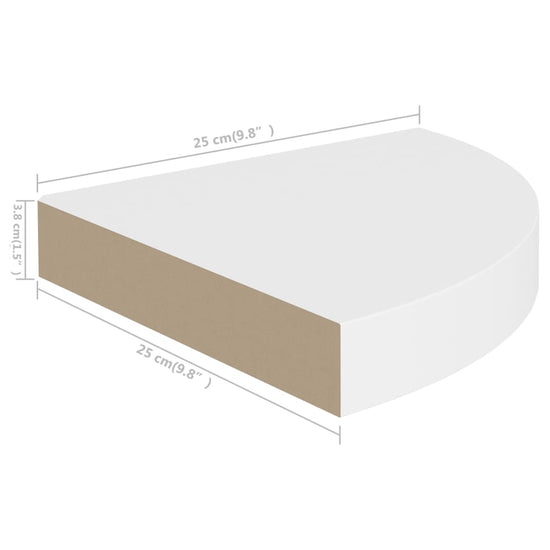 Hoekschappen zwevend 2 st 25x25x3,8 cm MDF wit MeubelReus