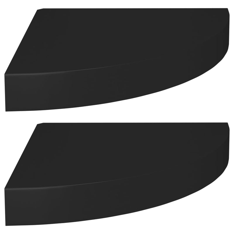 Hoekschappen zwevend 2 st 25x25x3,8 cm MDF zwart MeubelReus