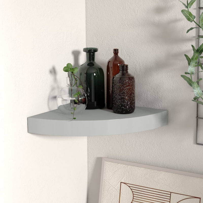 Hoekschap zwevend 25x25x3,8 cm MDF grijs MeubelReus