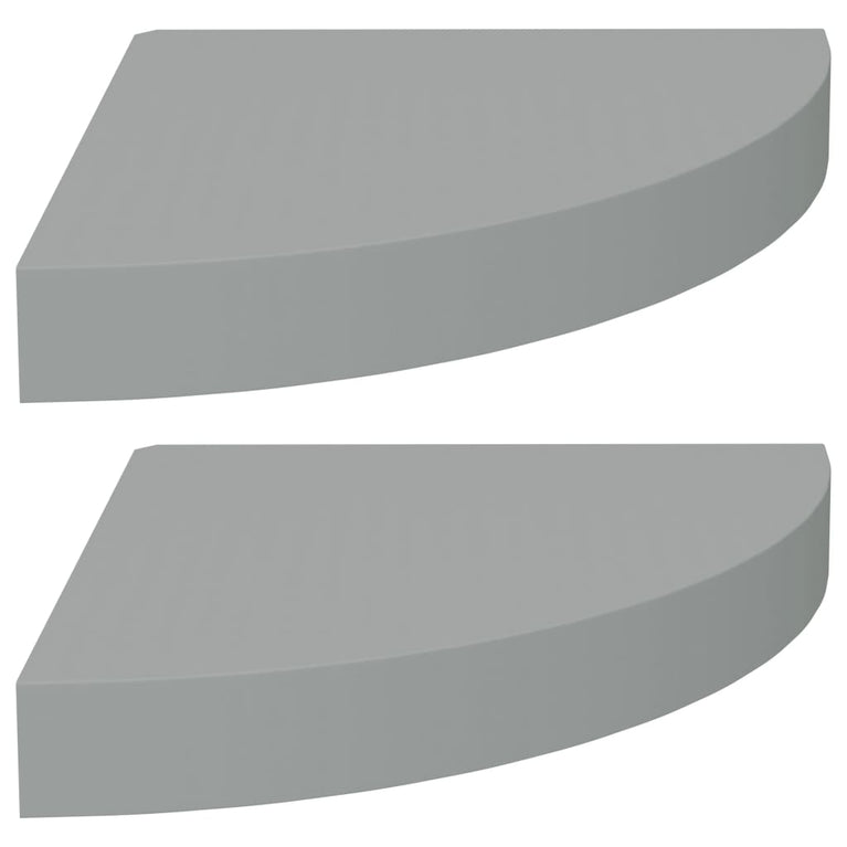 Hoekschappen zwevend 2 st 25x25x3,8 cm MDF grijs MeubelReus