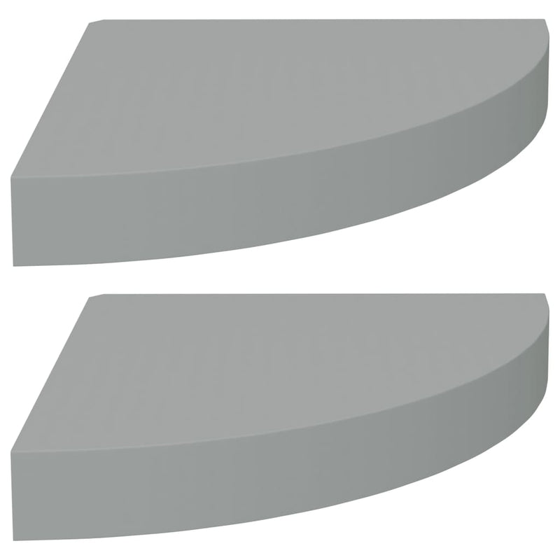 Hoekschappen zwevend 2 st 25x25x3,8 cm MDF grijs MeubelReus