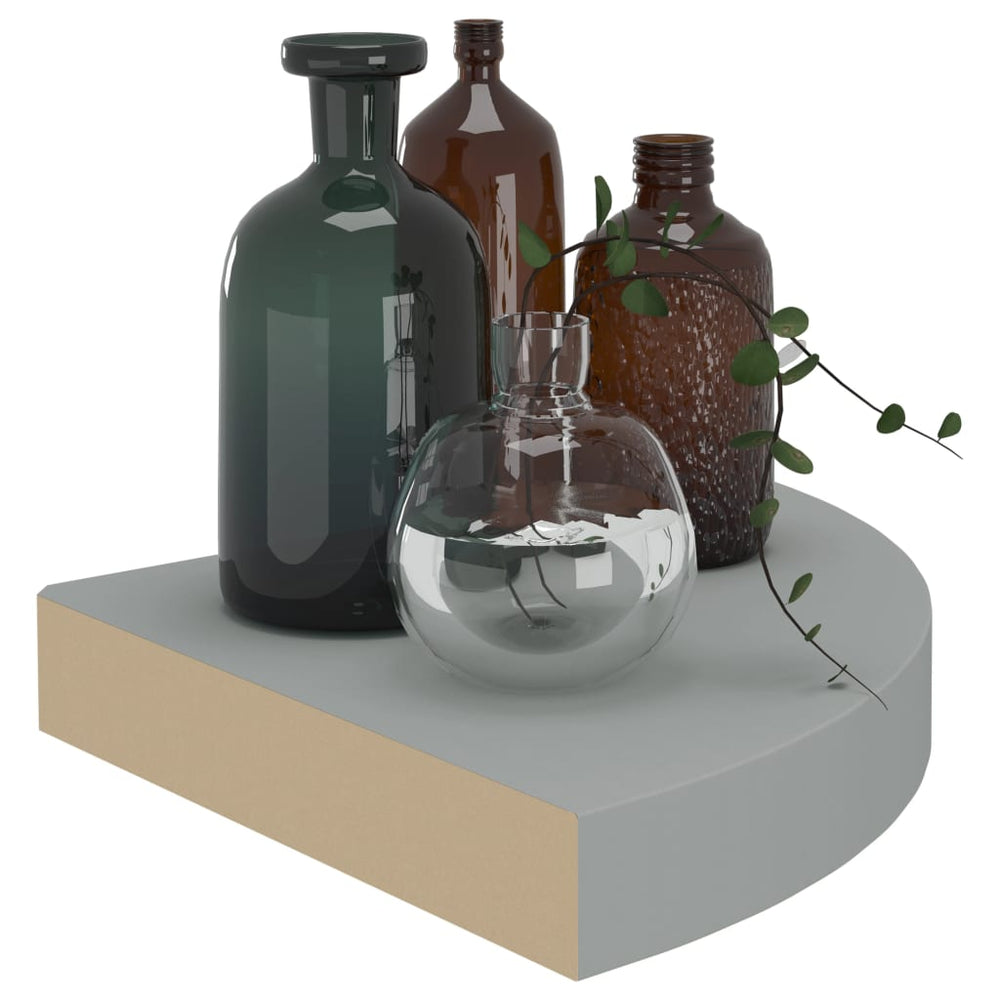 Hoekschappen zwevend 2 st 25x25x3,8 cm MDF grijs MeubelReus