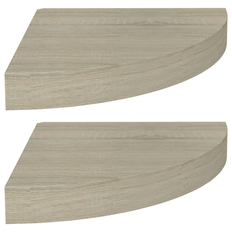 Hoekschappen zwevend 2 st 25x25x3,8 cm MDF eikenkleurig MeubelReus