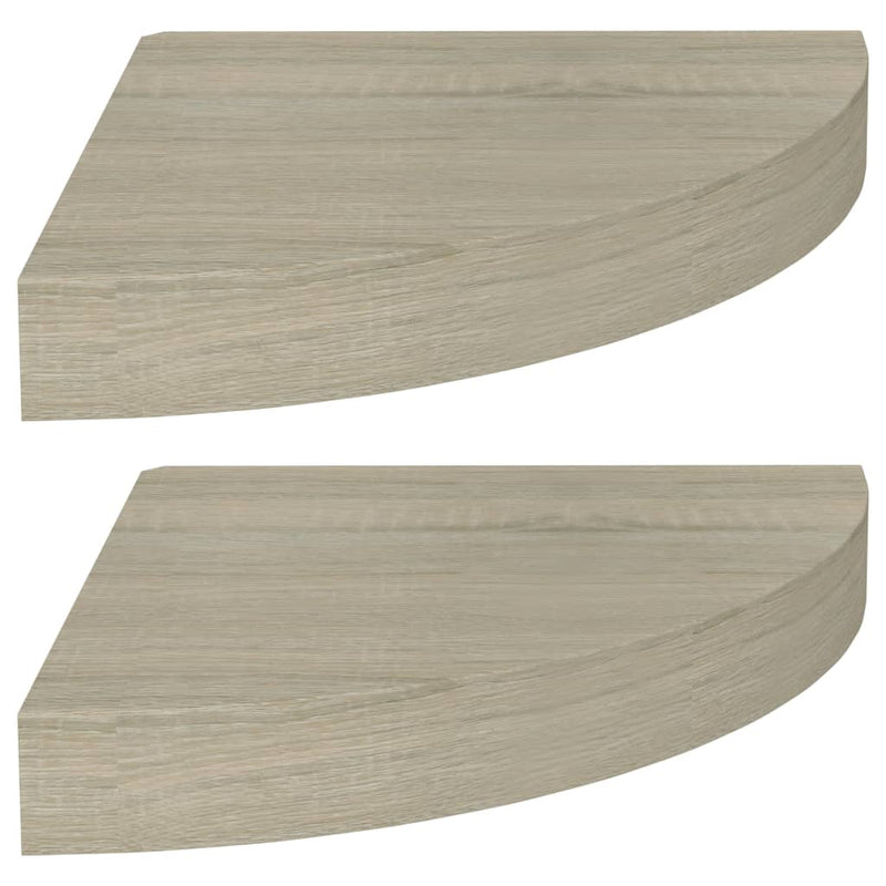 Hoekschappen zwevend 2 st 25x25x3,8 cm MDF eikenkleurig MeubelReus