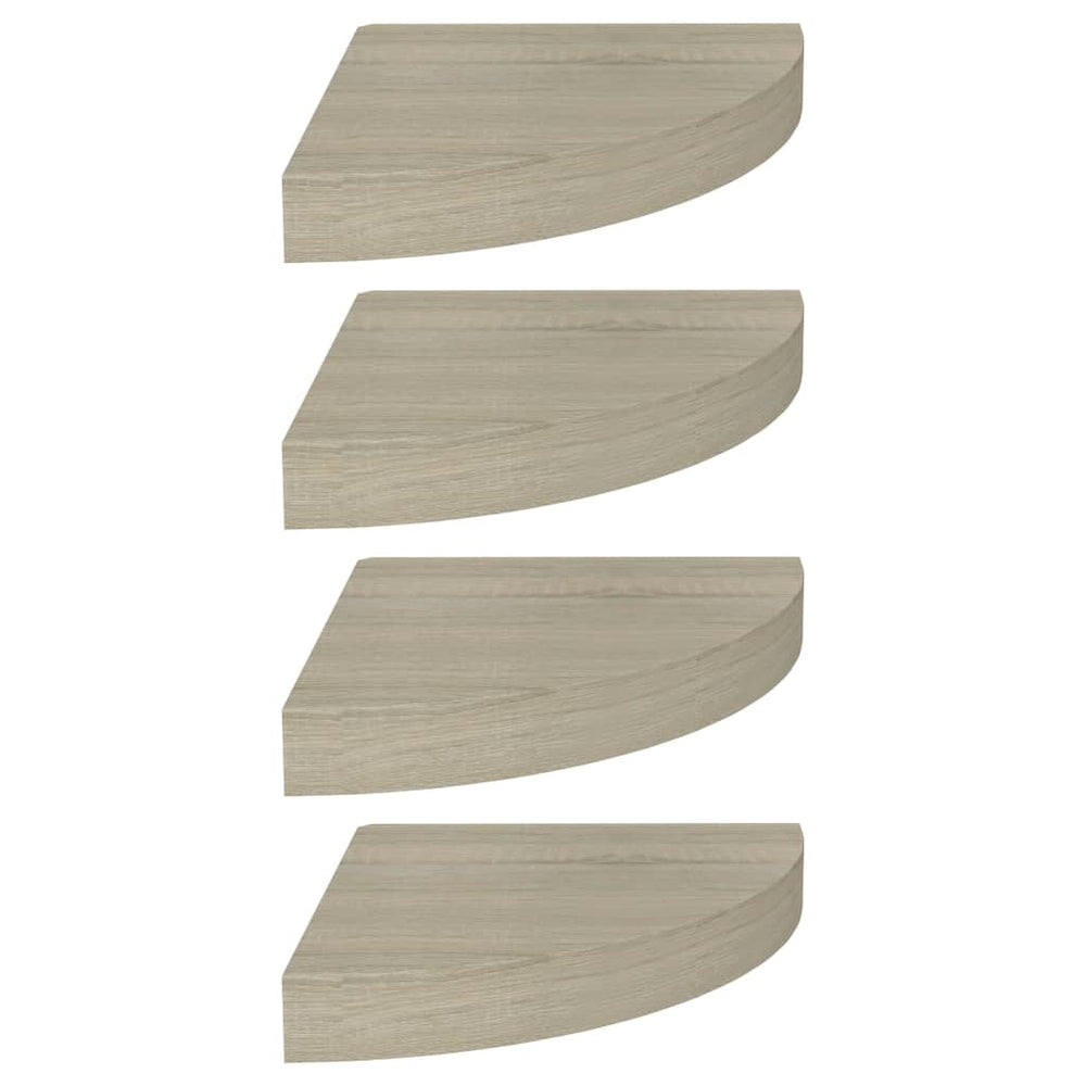 Hoekschappen zwevend 4 st 25x25x3,8 cm MDF eikenkleurig MeubelReus