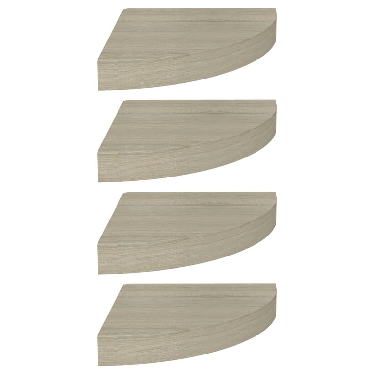 Hoekschappen zwevend 4 st 25x25x3,8 cm MDF eikenkleurig MeubelReus