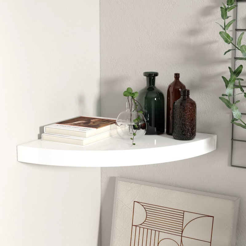 Hoekschap zwevend 35x35x3,8 cm MDF hoogglans wit MeubelReus