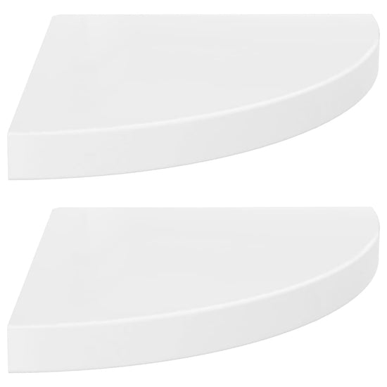 Hoekschappen zwevend 2 st 35x35x3,8 cm MDF hoogglans wit MeubelReus