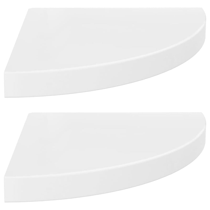 Hoekschappen zwevend 2 st 35x35x3,8 cm MDF hoogglans wit MeubelReus