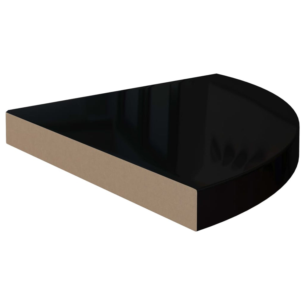 Hoekschap zwevend 35x35x3,8 cm MDF hoogglans zwart MeubelReus
