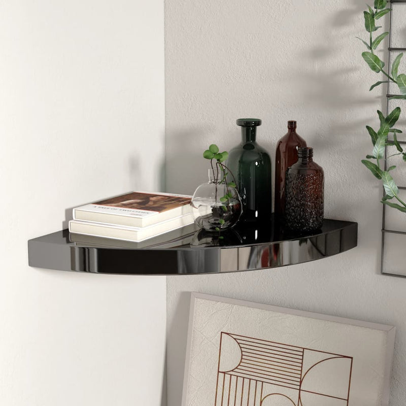 Hoekschap zwevend 35x35x3,8 cm MDF hoogglans zwart MeubelReus