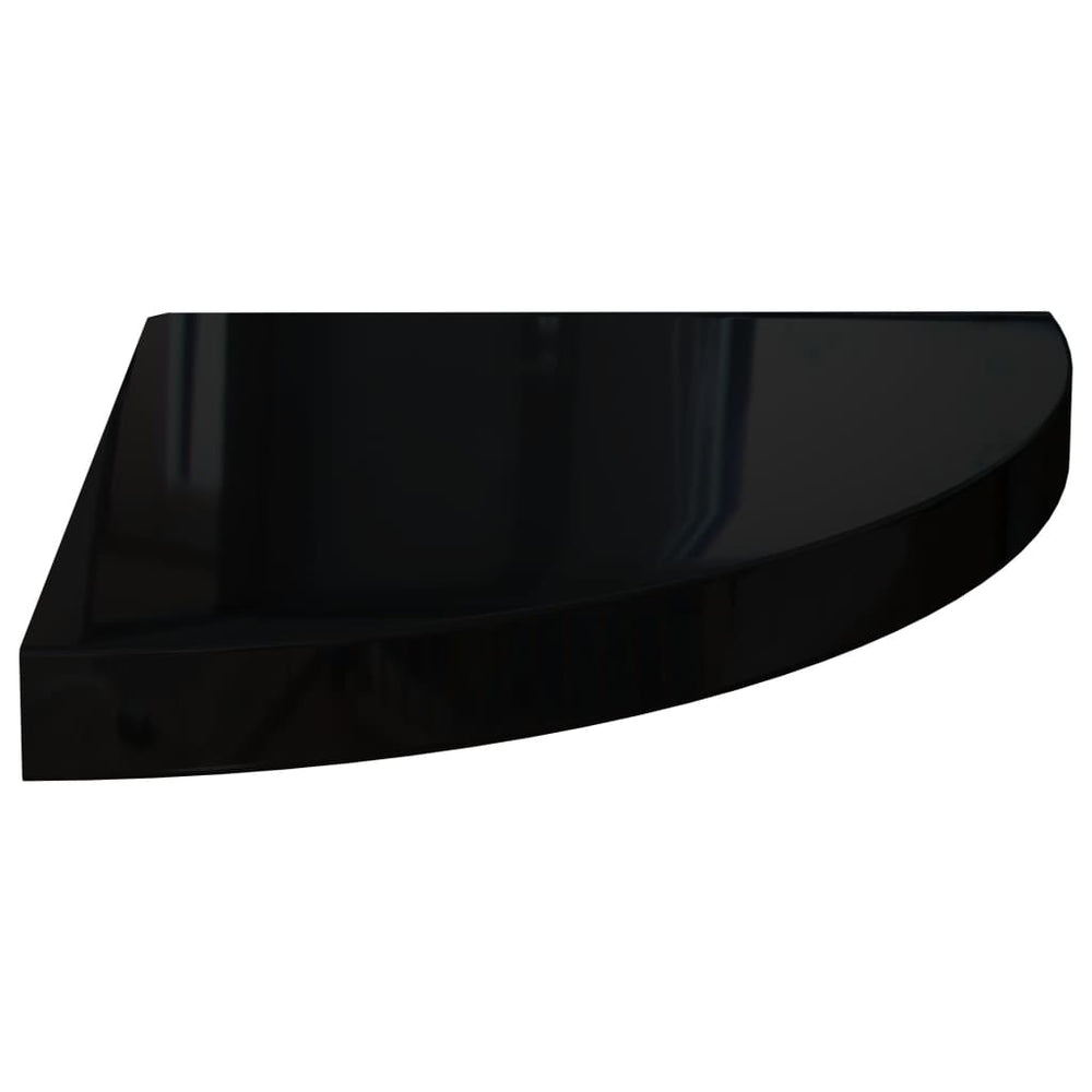 Hoekschappen zwevend 2 st 35x35x3,8 cm MDF hoogglans zwart MeubelReus