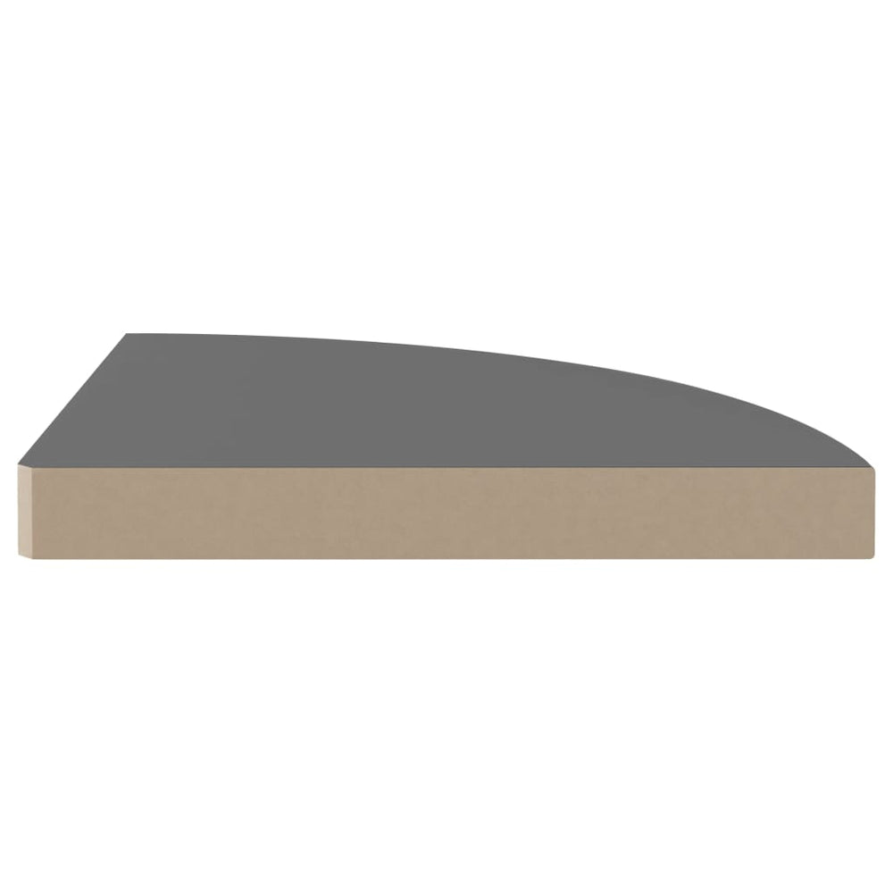 Hoekschappen zwevend 4 st 35x35x3,8 cm MDF hoogglans grijs MeubelReus
