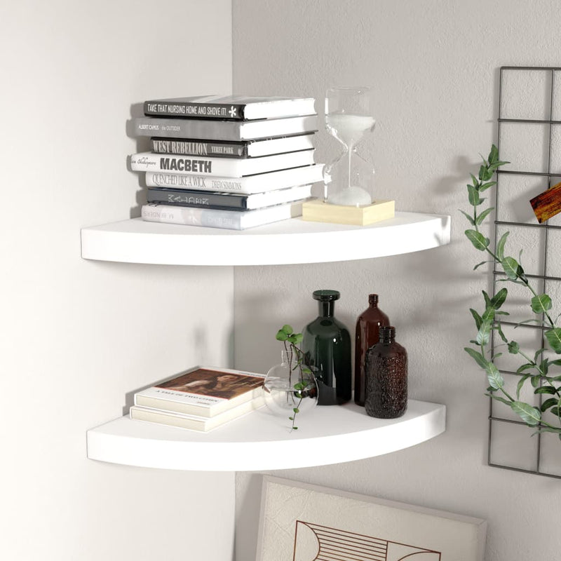 Hoekschappen zwevend 2 st 35x35x3,8 cm MDF wit MeubelReus