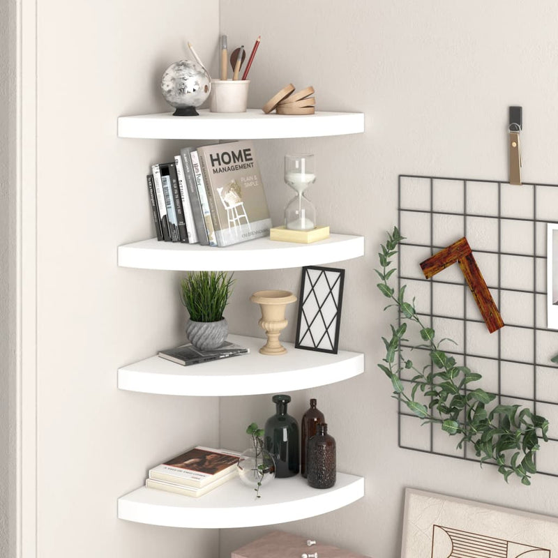 Hoekschappen zwevend 4 st 35x35x3,8 cm MDF wit MeubelReus