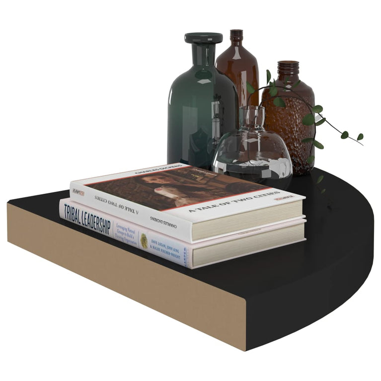 Hoekschappen zwevend 2 st 35x35x3,8 cm MDF zwart MeubelReus