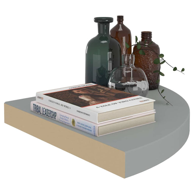 Hoekschappen zwevend 2 st 35x35x3,8 cm MDF grijs MeubelReus