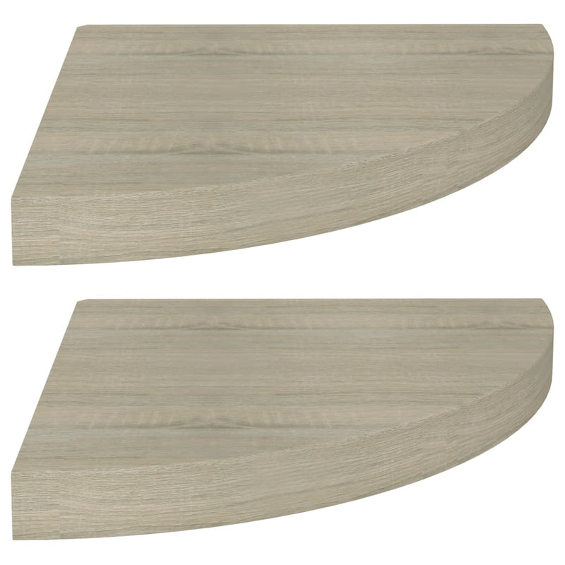 Hoekschappen zwevend 2 st 35x35x3,8 cm MDF eikenkleurig MeubelReus