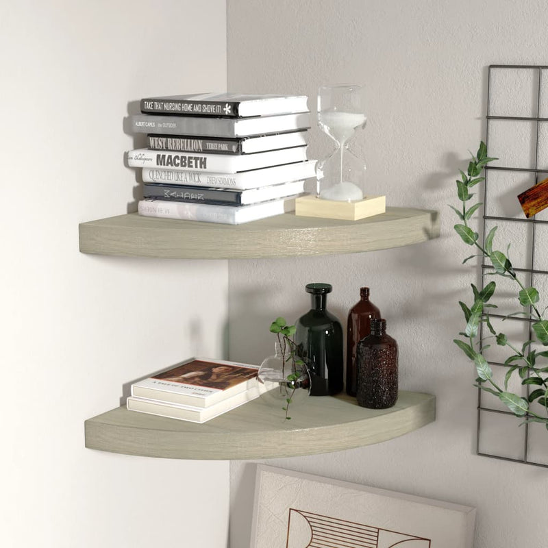 Hoekschappen zwevend 2 st 35x35x3,8 cm MDF eikenkleurig MeubelReus