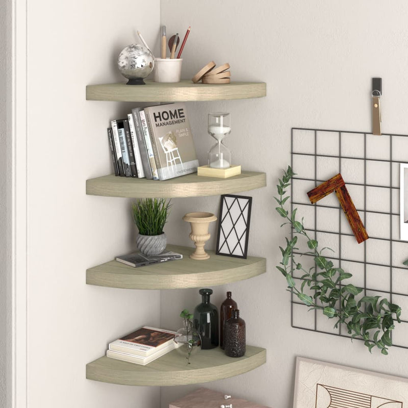 Hoekschappen zwevend 4 st 35x35x3,8 cm MDF eikenkleurig MeubelReus
